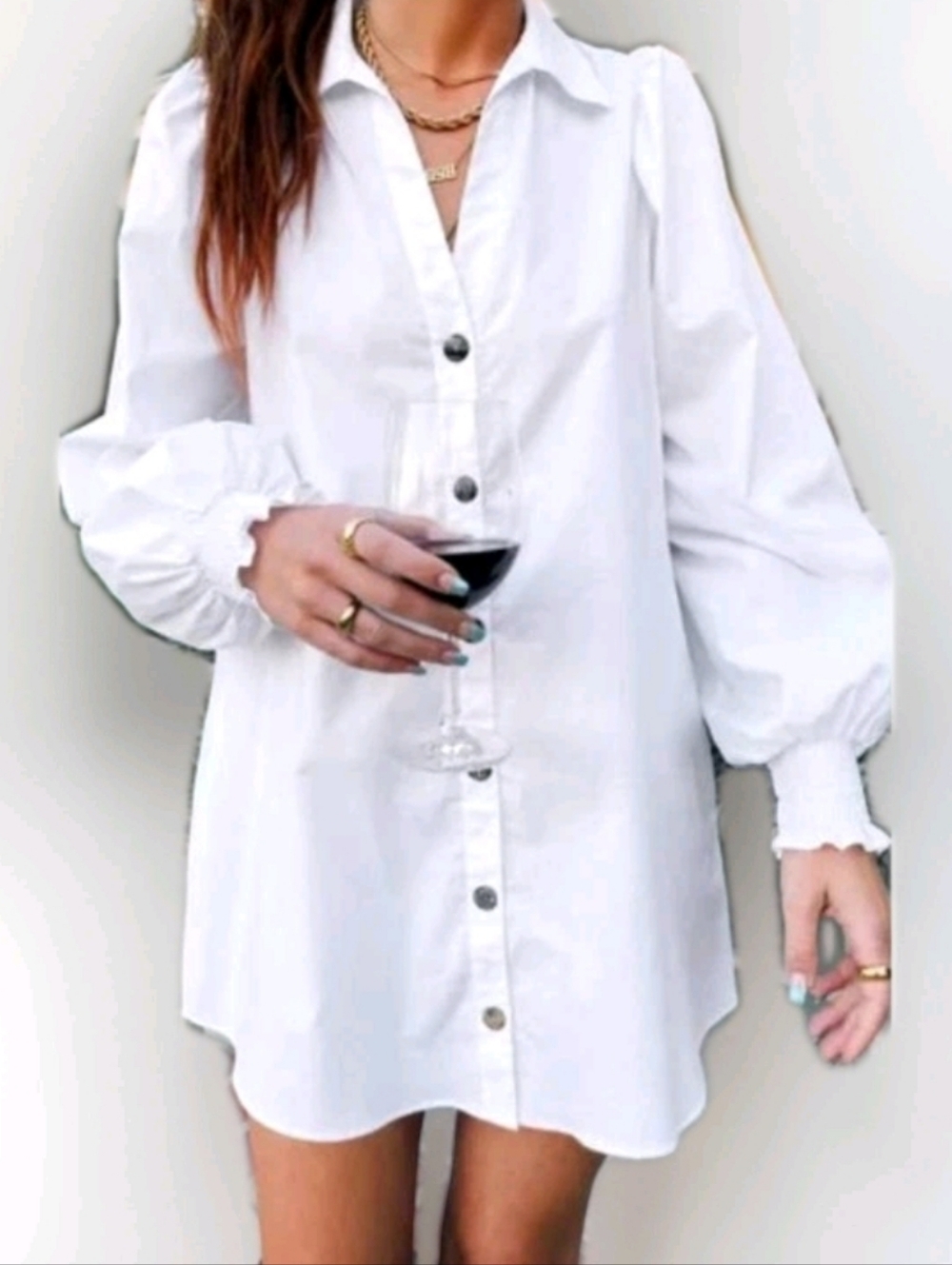 Show Me Your Mumu Allure White Poplin Shirt Dress M Pockets